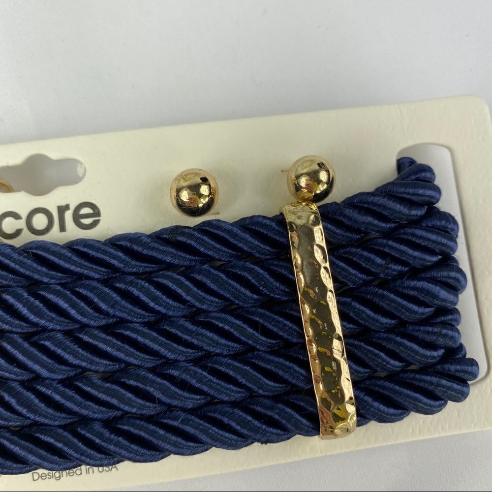 CORE Blue Twist Cord Layered Choker & Earnings Set - Picture 3 of 7